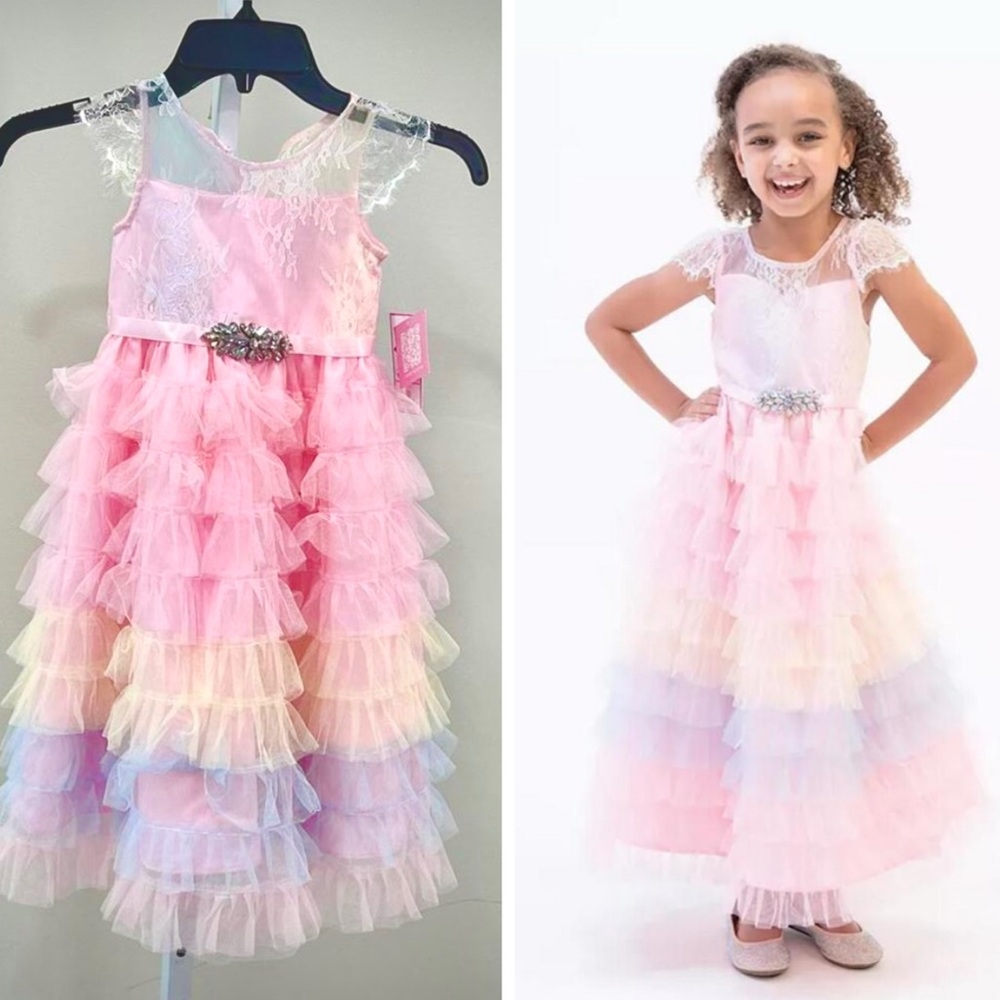 Rare Editions Toddler Girls Short Sleeve Tiered Ombre Party Dress